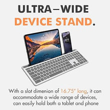 Load image into Gallery viewer, X9 Full Size Bluetooth Keyboard with Phone Holder - (2.4G + BT) - Rechargeable Multi Device Keyboard w/Copilot Key & AI for iPhone, Tablet, PC, Mac, iOS, Android - Backlit Wireless Keyboard - Silver