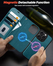 Load image into Gallery viewer, OCASE for iPhone 16 Pro Max Case Detachable Wallet Case with Card Holder, 2 in 1 Pu Leather Flip Folio with RFID Blocking Stand Wrist Strap Shockproof Phone Cover 6.9 Inch 2024, Peacock Blue