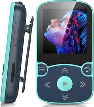 Load image into Gallery viewer, 32GB MP3 Player with Clip, AGPTEK Bluetooth 5.0 Lossless Sound with FM Radio, Voice Recorder for Sport Running, Supports up to 128GB TF Card, Blue
