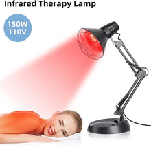 Load image into Gallery viewer, Infrared Red Light Therapy with Sturdy Base, Infrared Heat Lamp Device with 150W Bulb, Adjustable Near Infrared Light Heat Lamp Set for Body Neck Shoulder Joints Back Pain Relief(Black)