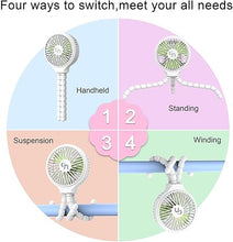 Load image into Gallery viewer, WiHoo Stroller Fan Clip On for Baby Battery Operated Fan Portable Fan Rechargeable Mini Handheld Car Seat Fan Small USB Desk Personal Fan for Stroller Accessories/Crib/Camping/Traveling
