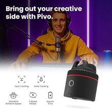 Load image into Gallery viewer, Pivo Influencer Auto Tracking Phone Holder, Content Creator Essentials, Face & Body Tracker, 360° Rotation for Video Recording, Vlogging, Streaming