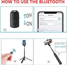 Load image into Gallery viewer, 66" Tripod for iPhone & Camera, Portable Phone Tripod with Rechargeable Remote Control and Rotate Phone Holder, Selfie Stick for iPhone/Gopro and Cameras(Red 66 inch)
