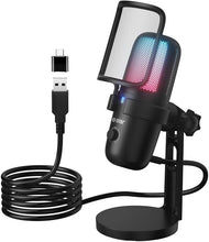 Load image into Gallery viewer, USB Gaming Microphone for PC, Noise Cancellation Condenser Mic with RGB Lights, Echo Monitor Volume Adjust for Streaming Vocal Recording,Mute, Gain for Podcast, Chat, Twitch, YouTube M-640S