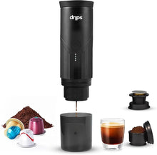 Load image into Gallery viewer, drips Portable Electric Espresso Machine with 3-4 Minute Self-Heating, 20 Bar Mini Coffee Maker Compatible with NS Capsule & Ground Coffee for Camping, Travel, Hiking, Office (Matte Black)