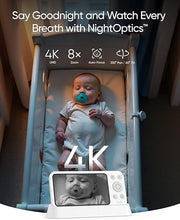 Load image into Gallery viewer, eufy Baby Monitor E21 with 4K Camera, Hybrid Wi-Fi and No Wi-Fi Connection, App and Monitor Control, Ultra-Clear Night View, Pan-Tilt, 8× Zoom, Portable Camera with Built-In Battery, ANR, Smart Alerts