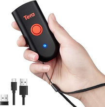 Load image into Gallery viewer, Tera Mini 1D 2D QR Wireless Barcode Scanner, Waterproof Shockproof Pocket Scanner, 3-in-1 BT & USB Wired & 2.4G Bar Code Reader Portable Image Scanner Work with iOS, Windows, Android 1100D