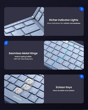Load image into Gallery viewer, Foldable Keyboard and Mouse, Samsers Folding Bluetooth Keyboard Mouse Combo, 2.4G + BT5.0 x 2, Full-Size Portable Travel Keyboard & Rechargeable Wireless Mouse for Windows Android iOS Mac OS, Blue