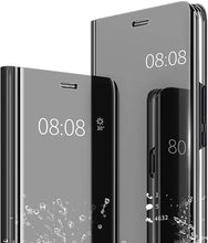 Load image into Gallery viewer, CCSamll Mirror Case for Samsung Galaxy S23 Ultra (NOT S23) Support Wireless Charging, Smart Clear View Cover Ultra Thin with Kickstand Flip Phone Case for Samsung Galaxy S23 Ultra 5G QH Black