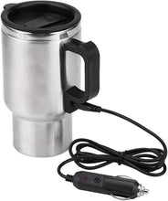 Load image into Gallery viewer, Car Heating Cup, Stainless Steel Travel Mug 12V Electric Coffee Cup 450ml Electric Car Cup Travel Heating Cup Stainless Steel Electric Insulated Plug Kettles Boiling Car Coffee Mug