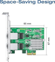 Load image into Gallery viewer, 2.5Gbase-T PCIe NIC with Realtek RTL8125 Chip, 2.5Gb Network Card, 2500/1000/100 Mbps,Dual RJ45 Ports, PCIe X1, Ethernet Card for Windows/Windows Server/Linux