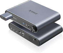 Load image into Gallery viewer, ORICO USB C Hub with M.2 SSD Enclosure, 10 in 1 USB C Docking Station Fits M.2 NVMe/SATA SSD, 10Gbps USB-A, 10Gbps USB-C, 4K@60Hz HDMI, 100W PD, Ethernet, 3.5mm Audio Jack, 2 x USB A 2.0