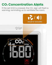 Load image into Gallery viewer, Newentor CO2 Monitor, Indoor Air Quality Meters, Carbon Dioxide Detector with Voice Alert, Large Display CO2 Tester, Temperature Humidity Sensor, Alarm Clock for Home, RV, Grow Tents, White