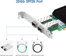 Load image into Gallery viewer, 25GbE NIC Network Card with Mellanox ConnectX-4 Chipset,Dual-SFP28 Ports PCI Express 3.0 X8 Ethernet Adapter Support Windows Server/Windows/Ubuntu