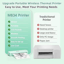 Load image into Gallery viewer, Phomemo M834 (Upgraded) Portable Printer, Wireless Bluetooth Thermal Printer, Support Multi-Size Thermal Paper, Compatible with iOS, Android & PC, Mobile Printer for Travel, Office, School, Green
