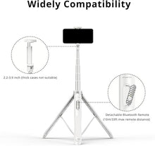 Load image into Gallery viewer, ATUMTEK 51" Selfie Stick Tripod, All in One Extendable Phone Tripod Stand with Bluetooth Remote 360° Rotation for iPhone and Android Phone Selfies, Video Recording, Vlogging, Live Streaming, White