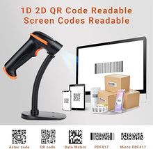 Load image into Gallery viewer, Tera 1D 2D QR Barcode Scanner Wireless and Wired with Battery Level Indicator Digital Printed Bar Codes Reader with Stand Portable Handheld Barcode Scanner Compact Plug and Play Model D5100-Z
