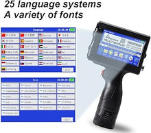 Load image into Gallery viewer, 1inch/25.4mm Handheld Inkjet Printer for Any Surface P15-1 Model for QRCode Barcode Production Date Time Logo Batch Number Print On Glass Bag Carton Box Wood Cloth Plastic Cable (25 Languages)