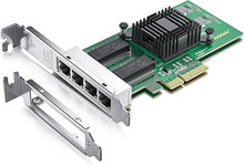 Load image into Gallery viewer, 1000Mbps Gigabit Ethernet Converged Network Adapter (NIC) with Intel I350 Chip | Ethernet PCI Express NIC Network Card | Quad Copper RJ45 Ports | PCI Express 2.1 X4 | Compare to Intel I350-T4