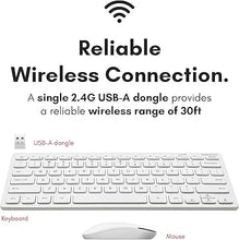 Load image into Gallery viewer, Macally Small Wireless Keyboard and Mouse Combo - Essential Work Duo - 2.4G White Keyboard and Mouse Wireless - 78 Key Quiet Cordless Mouse and Keyboard Combo with Mini Body and Quiet Click