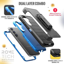 Load image into Gallery viewer, for Samsung Galaxy S25+ Case with Belt Clip Holster & Kickstand, Screenless Protective Dual-Layer Shockproof Phone Case for Galaxy S25 Plus - Black & Blue