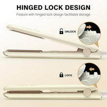 Load image into Gallery viewer, MiroPure 1 Inch Flat Iron, Hair Straightener with 30S Fast Heating & 60min Auto Shut-Off, Hair Straightener and Curler 2 in 1 with 3D Ceramic Floating Plates, Beige