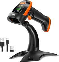 Load image into Gallery viewer, Tera Barcode Scanner Wireless 2D with Stand: Pro Version Digital Setting Screen Keypad Works with Bluetooth 2.4G Wireless USB Wired Extra Fast Scanning Speed Handheld Bar Code Reader HW0009-Z
