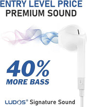 Load image into Gallery viewer, LUDOS FEROX Wired Earbuds in-Ear Headphones, 5 Year Warranty, Earphones with Microphone, Noise Isolation Corded for 3.5mm Jack Ear Buds for iPhone, Samsung, Computer, Laptop, Kids, School Students
