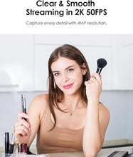 Load image into Gallery viewer, 2K 50FPS Webcam for PC/Mac, Computer Camera with Fill RGB Lights, 2 Noise-Canceling Microphone, Autofocus and Tripod for Meeting, Live Streaming, Video Calls, Gaming, Works with Zoom, Skype, Teams