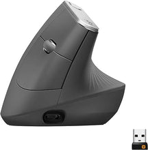 Load image into Gallery viewer, Logitech MX Vertical Wireless Mouse – Ergonomic Design Reduces Muscle Strain, Move Content Between 3 Windows and Apple Computers, Rechargeable, Graphite - With Free Adobe Creative Cloud Subscription