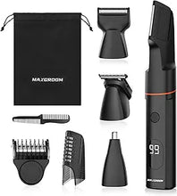 Load image into Gallery viewer, All-in-One Body Hair Trimmer for Men, Waterproof Pubic Groin & Ball Trimmer Men with Adjustable Guide Comb & 4 Interchangeable Trimming Heads (Black)