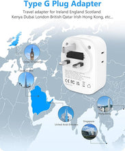 Load image into Gallery viewer, LENCENT US to UK Ireland Travel Plug Adapter, PD 45W Grounded Type G Outlet Adaptor with 4 Outlet, USB C Fast Charger Adaptor, USA to Dubai Scotland British London England Hong Kong Irish Qatar