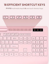 Load image into Gallery viewer, SABLUTE Wireless Keyboard and Mouse, Wrist Rest, Phone Holder, Batteries Included, 2.4G Lag-Free Ergonomic Keyboards Mouse Combo, Silent Keyboard Cordless Set for Computer, Laptop, PC, Windows, Pink