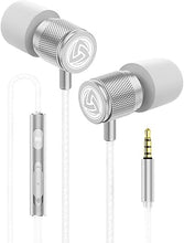 Load image into Gallery viewer, LUDOS Ultra Wired Earbuds in-Ear Headphones, 5 Years Warranty, Earphones with Microphone, Noise Isolating Ear Buds, Memory Foam for iPhone, Samsung, School Students, Kids, Women, Small Ears - White