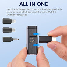 Load image into Gallery viewer, Sevenoak 3 in 1 Wireless Lavalier Microphones for iPhone/Android/Camera, Wireless Lapel Microphone System with Noise Cancelling Portable Microphone for Recording YouTube Vlog Live Stream -SKM-W1 Pro