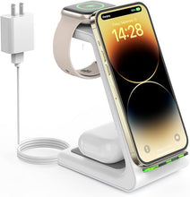 Load image into Gallery viewer, Wireless Charging Station for Apple - 3 in 1 Wireless Charger Stand Dock Watch and Phone Charger Station for Apple Watch 8/7/SE/6/5/4/3/2, iPhone 16 15-12 Pro Max SE XS X, Samsung, AirPods Pro/3/2