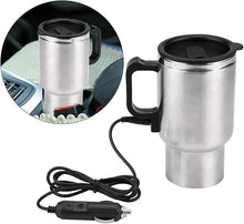 Load image into Gallery viewer, Car Heating Cup, Stainless Steel Travel Mug 12V Electric Coffee Cup 450ml Electric Car Cup Travel Heating Cup Stainless Steel Electric Insulated Plug Kettles Boiling Car Coffee Mug