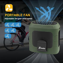 Load image into Gallery viewer, Zeadio Waist Clip Fan, 3 Speeds 10000mAh Operated Hands-free Wearable Necklace Fan, with lighting function for Hot Flashes Home Office Travel Outdoor Sports - Green
