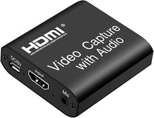 Load image into Gallery viewer, Video Capture Card with Loop Out, HDMI USB 2.0 4K HD 1080P 60FPS Game Capture Video Audio Recorder for Live Streaming for PS3/ PS4 /Xbox One/DSLR/Camcorders/Action Cam