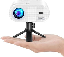 Load image into Gallery viewer, Mini Projector, VISSPL Full HD 1080P Video Projector, Portable Outdoor Projector with Tripod, Kids Gift, Home Theater Movie Phone Projector Compatible with Android/iOS/Windows/TV Stick/HDMI/USB