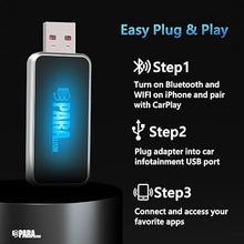 Load image into Gallery viewer, Wireless CarPlay Adapter with Breathing RGB Light – Upgrade to Wireless Apple CarPlay, Plug & Play, Fast Connection, Compatible with iPhone iOS and Multiple Car Models - PARALISM