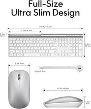 Load image into Gallery viewer, Wireless Keyboard and Mouse Combo, CHESONA Bluetooth Rechargeable Full Size Multi-Device (Bluetooth 5.0+3.0+2.4G) Wireless Keyboard Mouse Combo for Mac OS/iOS/Windows/Android (White)