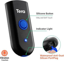 Load image into Gallery viewer, Tera Wireless Barcode Scanner 1D Laser Mini Pocket Waterproof Scanner 3in1 Compatible with Bluetooth USB Wired Portable Bar Code Reader for Supermarket Logistics Work with iOS Windows Android 1100L