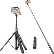 Load image into Gallery viewer, ATUMTEK 65" Selfie Stick Tripod, All in One Extendable Phone Tripod Stand with Bluetooth Remote 360° Rotation for iPhone and Android Phone Selfies, Video Recording, Vlogging, Live Streaming, Black