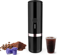 Load image into Gallery viewer, Portable Espresso Machine, Self-Heating Electric Portable Espresso Maker,20 Bar Mini 12V 24V Car Coffee Maker with NS Pods & Ground Coffee for Travel, Camping, Office, Home(Black)