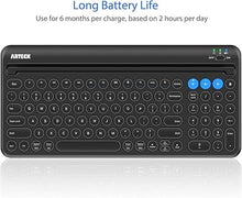 Load image into Gallery viewer, Arteck Wireless Bluetooth Keyboard for Windows, iOS, Android, Computer, Laptop, Smartphone - Multi-Functional with Built-in Cradle