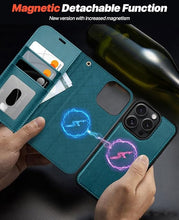 Load image into Gallery viewer, OCASE for iPhone 16 Pro Case Detachable Wallet Case with Card Holder, 2 in 1 Pu Leather Flip Folio with RFID Blocking Stand Wrist Strap Shockproof Phone Cover 6.3 Inch 2024, Peacock Blue