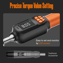 Load image into Gallery viewer, Rachet Digital Torque Screwdriver, 0.3-5.9 Ft.lb/0.4-8 Nm, 1/4'' Drive Inch Pound Torque Screwdriver Wrench Electrician with Buzzer & LED Indicator for Bike Scope Mounting