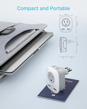 Load image into Gallery viewer, Italy Travel Plug Adapter, VINTAR US to Italy Power Adapter with 2 American Outlets, 3 USB and 1 USB C Ports, 6 in 1 Type L Plug Adapter for USA to Italy Uruguay Chile