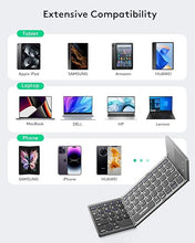 Load image into Gallery viewer, Samsers Foldable Bluetooth Keyboard with Touchpad Portable Wireless Keyboard with Stand Holder, Rechargeable Full Size Ultra Slim Pocket Folding Keyboard for Android Windows iOS Tablet & Laptop-Gray